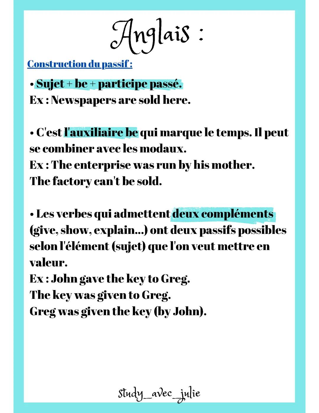 La construction du passif en anglais