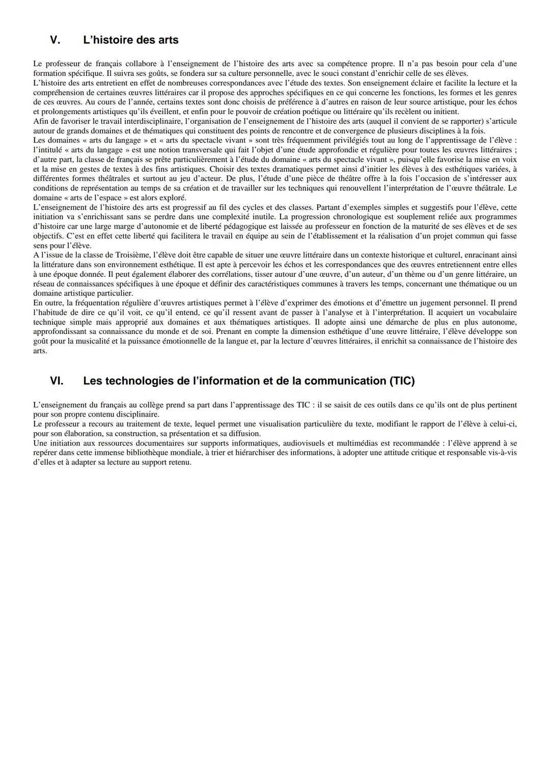 Préambule - Principes et objectifs
Les programmes de français au collège contribuent à l'acquisition de plusieurs grandes compétences défini
