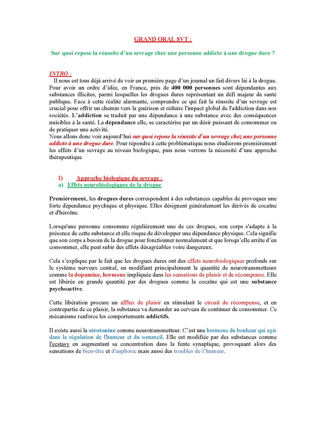 Grand Oral SVT 10min