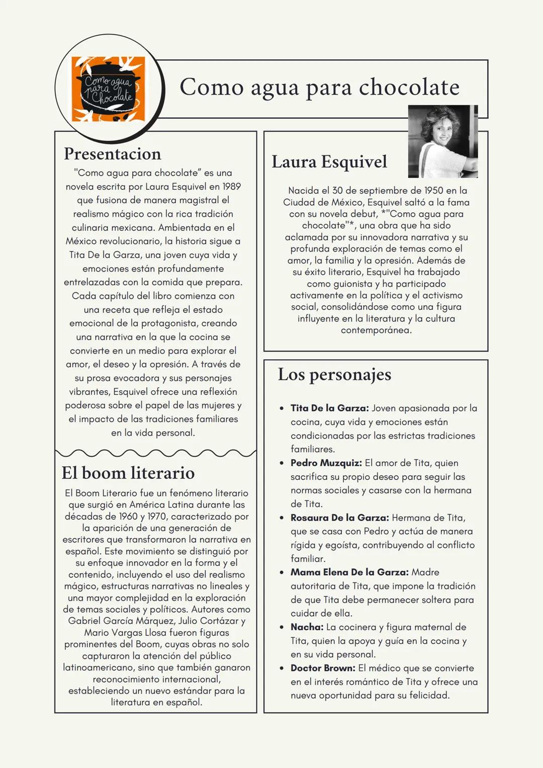 # Como agua
para
Chocolate
Como agua para chocolate
## Presentacion
"Como agua para chocolate" es una
novela escrita por Laura Esquivel e