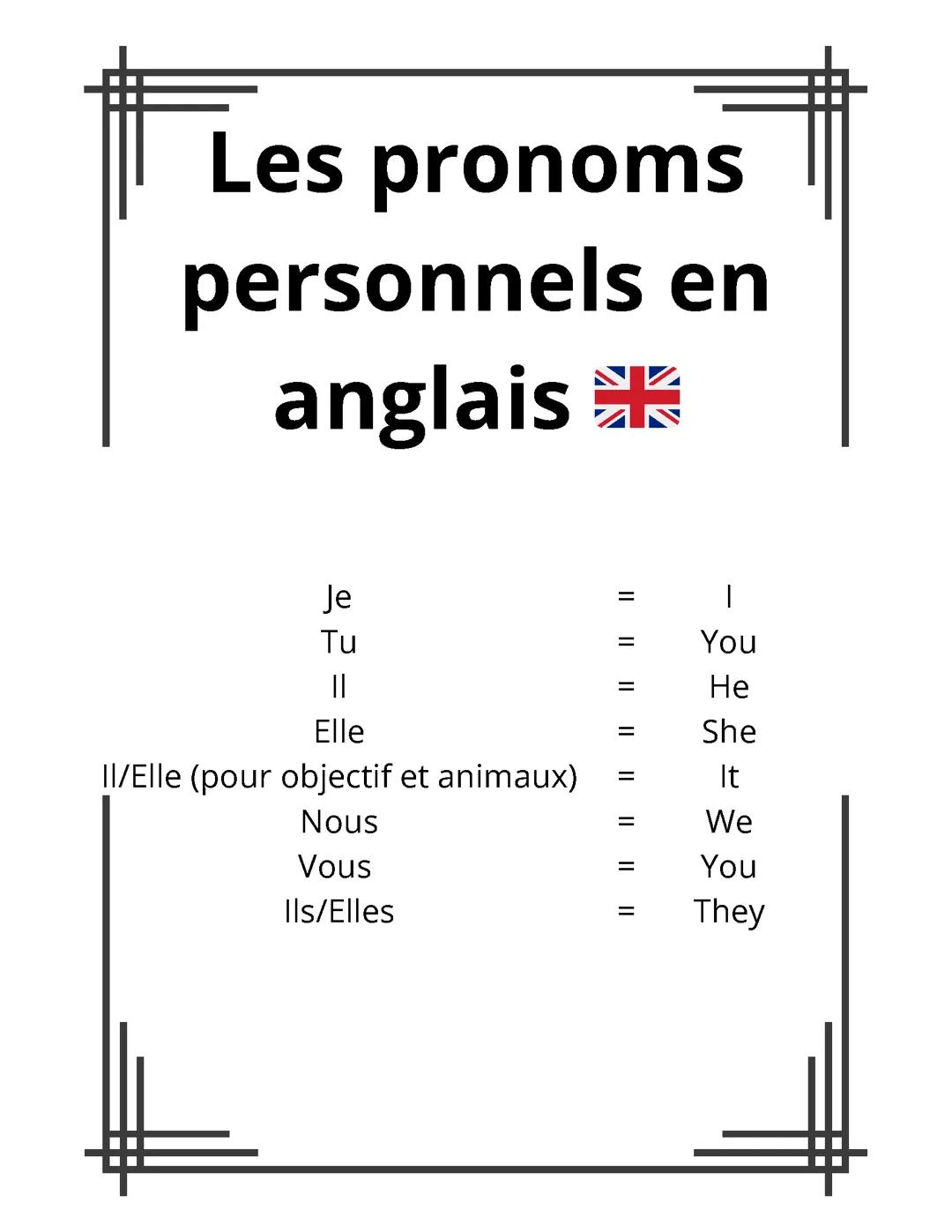 Les pronoms personnels en anglais