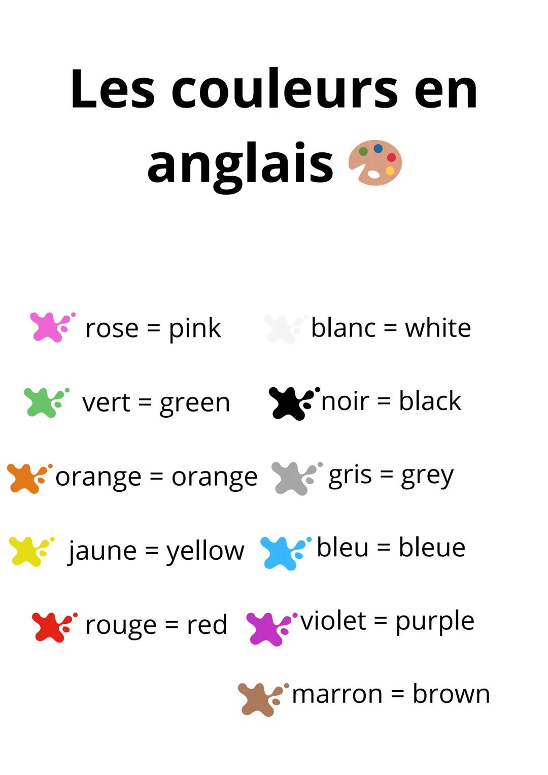 Les couleurs en anglais 🎨