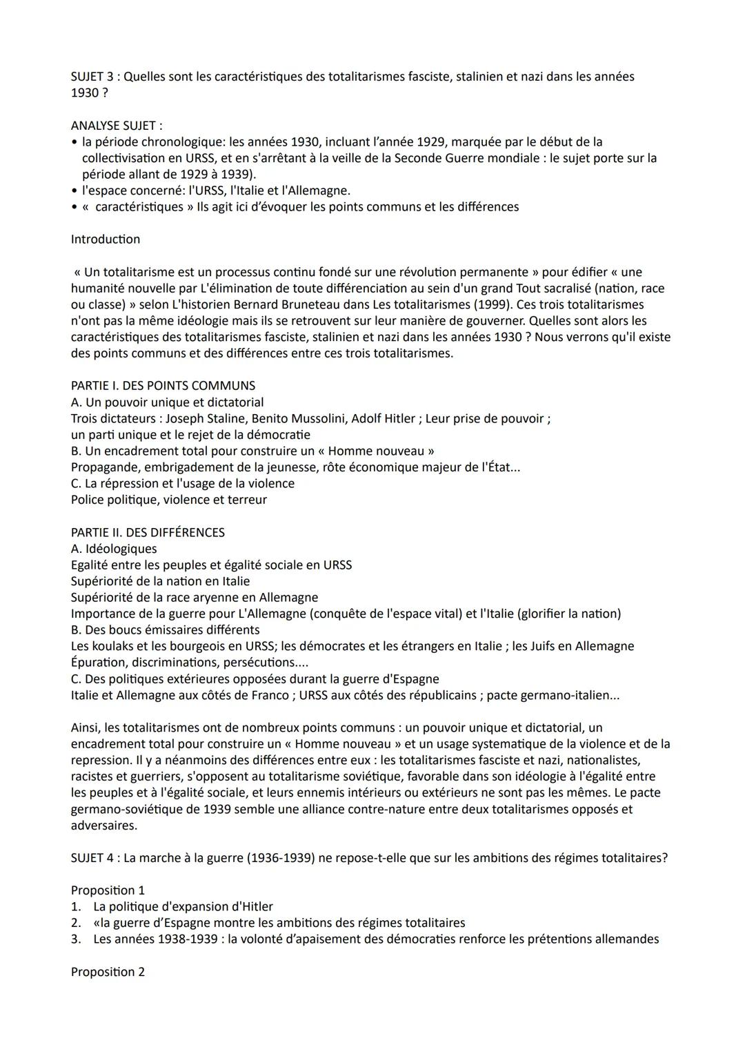 # CHAPITRE 2: LES RÉGIMES TOTALITAIRES
SUJET 1: COMMENT LES TOTALITARISMES METTENT-ILS EN DANGER LA PAIX DANS LES ANNÉES 1930:
ANALYSE SUJ