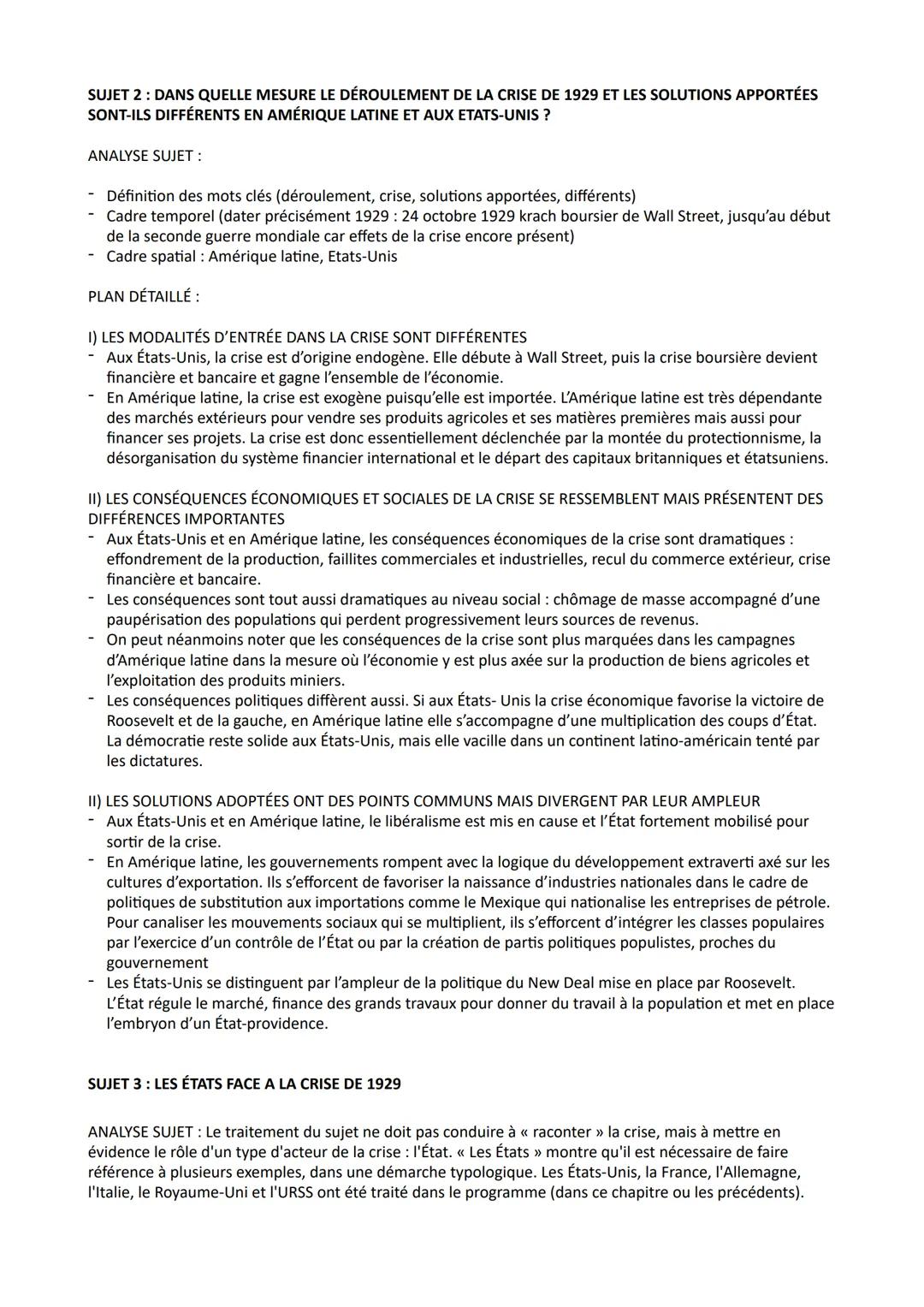 CHAPITRE 1 : L'IMPACT DE LA CRISE DE 1929 : DÉSÉQUILIBRES ÉCONOMIQUES ET
SOCIAUX
SUJET 1 : COMMENT LA CRISE DE 1929 EST-ELLE DEVENUE UNE CRI