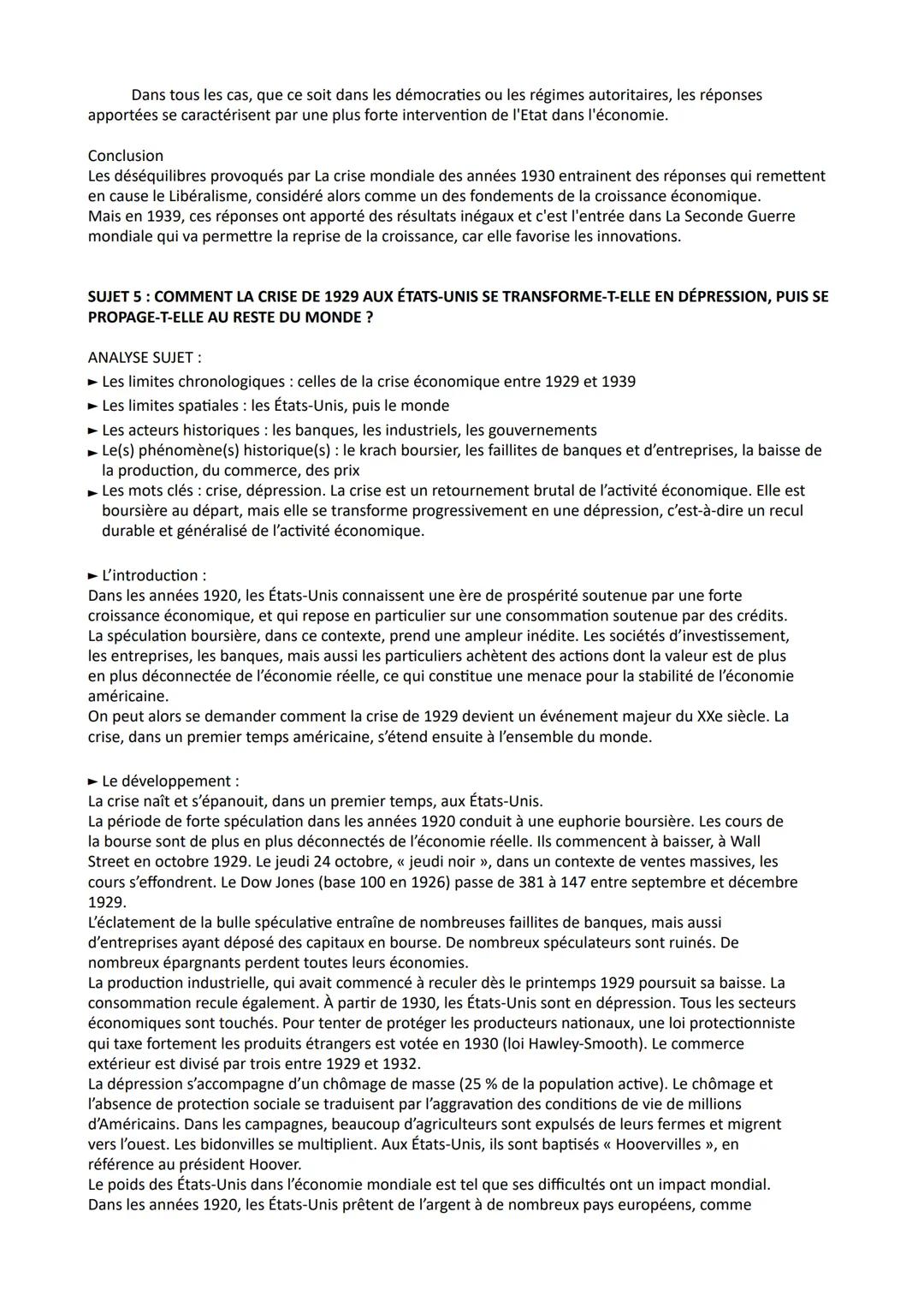 CHAPITRE 1 : L'IMPACT DE LA CRISE DE 1929 : DÉSÉQUILIBRES ÉCONOMIQUES ET
SOCIAUX
SUJET 1 : COMMENT LA CRISE DE 1929 EST-ELLE DEVENUE UNE CRI