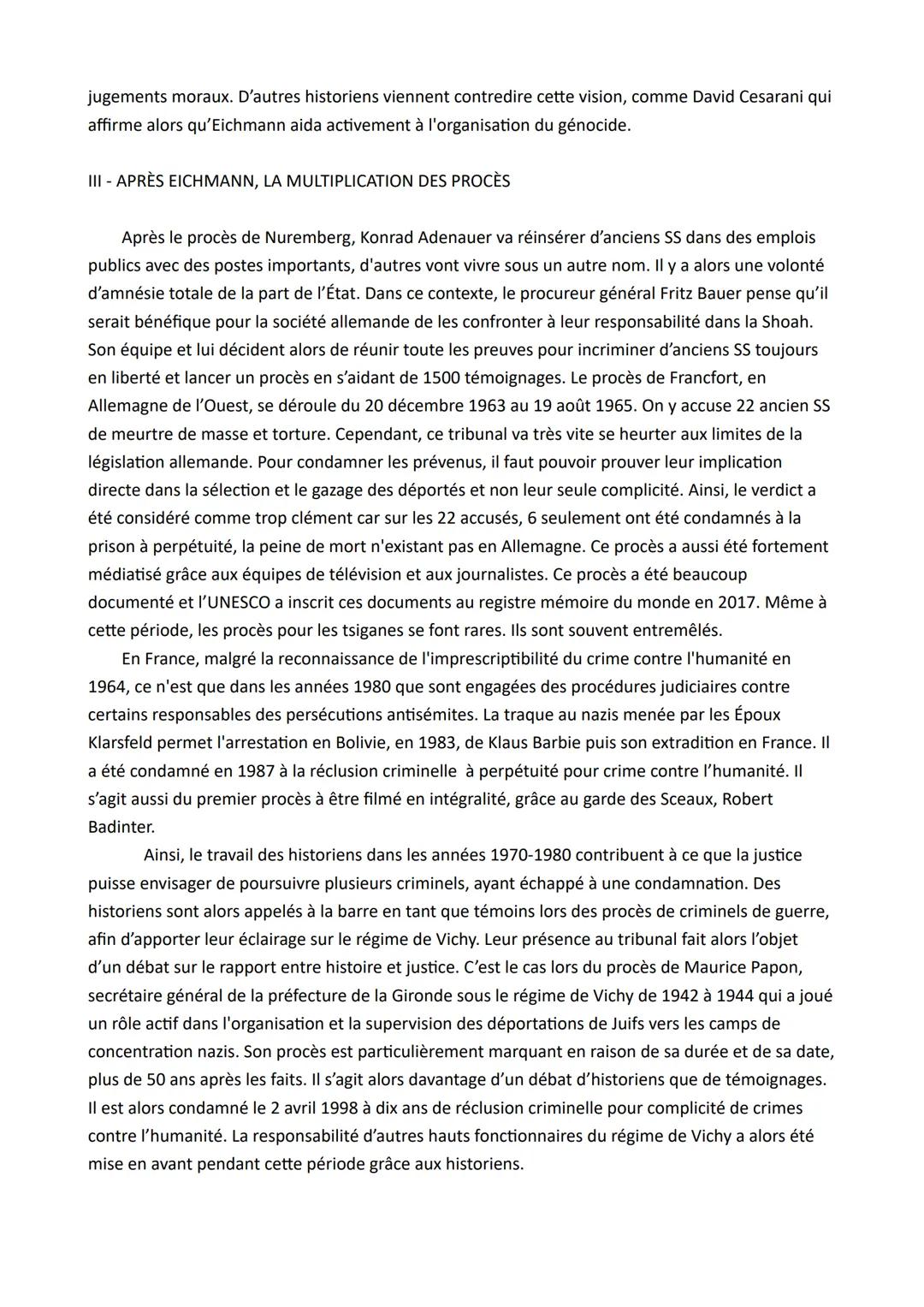 # SUJET: COMMENT LES PROCÈS DU GÉNOCIDE DES JUIFS ET DES TSIGANES ONT PERMIS DE
L'INSCRIRE DANS LA MÉMOIRE COLLECTIVE ?
INTRODUCTION:
Aprè