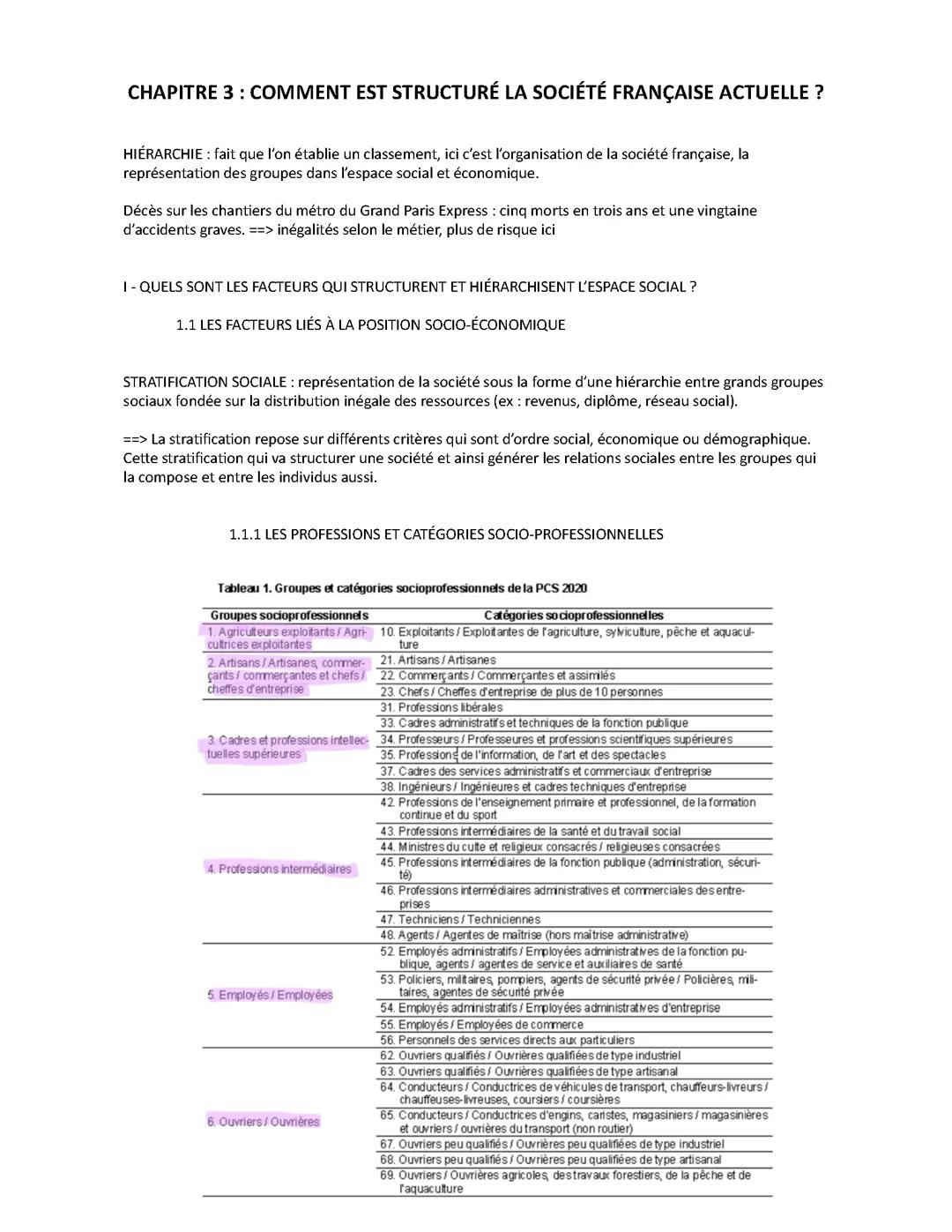 COMMENT EST STRUCTURÉ LA SOCIÉTÉ FRANÇAISE ACTUELLE ?