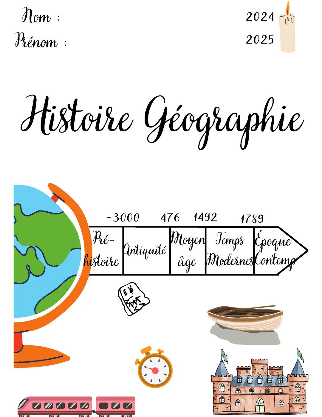 Page de garde histoire géographie