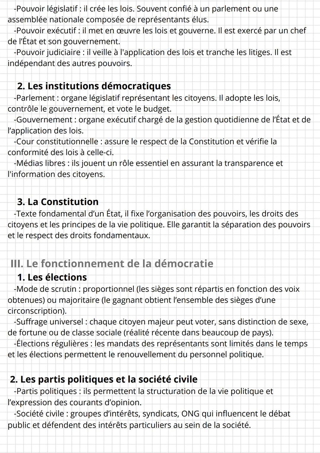HGGSP
Thème : Les caractéristiques de la démocratie : les principes, les
institutions et le fonctionnement de la démocratie
I. Les principes