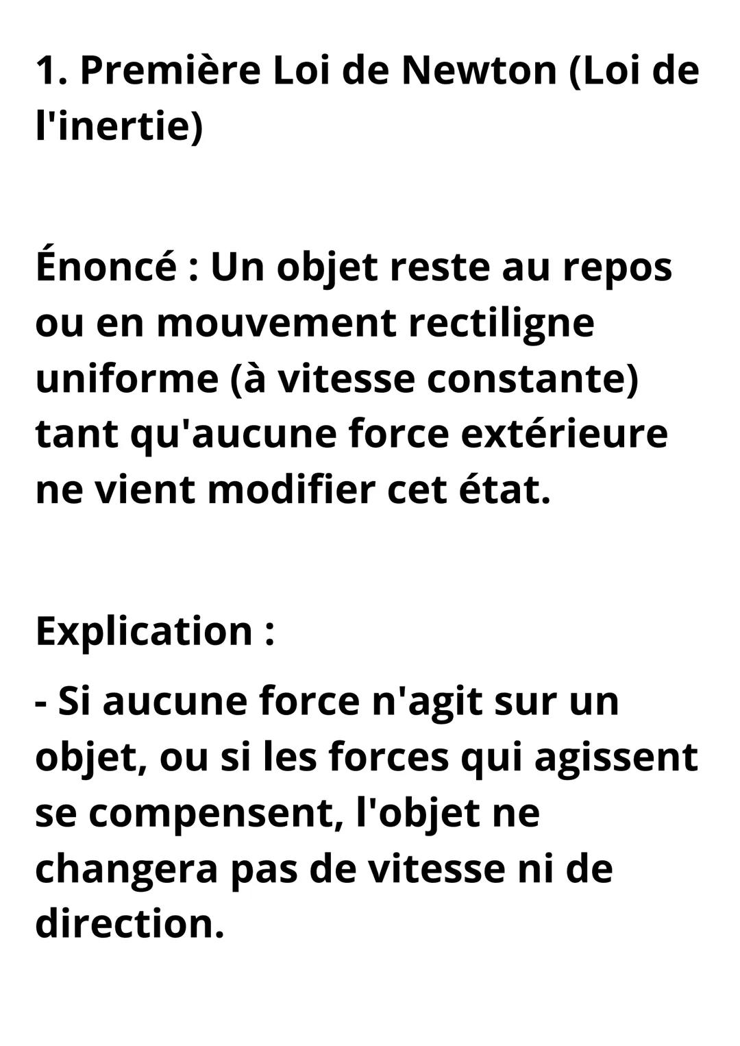 $\vec{F} = m\vec{a}$
Les Lois de Newton
Les lois de Newton sont trois
principes fondamentaux qui
décrivent le mouvement des
objets et sont