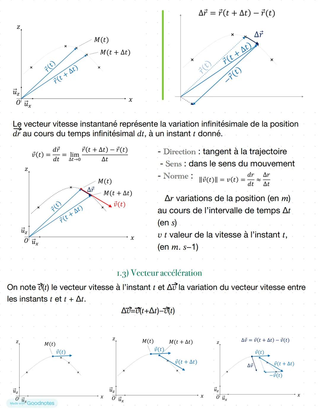 # Chapitre 9
# Mouvement d'un système
1) Cinématique du point
Cinématique: étude des mouvements indépendamment des causes qui les
produise