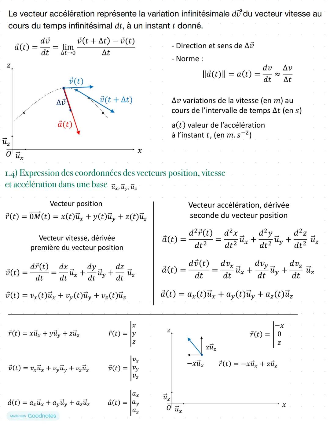 # Chapitre 9
# Mouvement d'un système
1) Cinématique du point
Cinématique: étude des mouvements indépendamment des causes qui les
produise