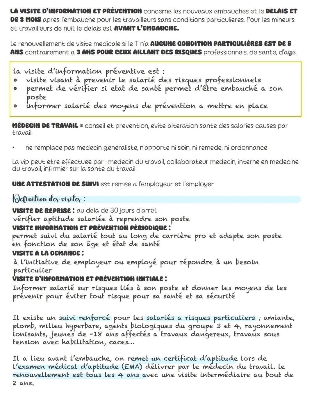 LE SUIVI DE LA SANTÉ AU TRAVAIL
Modalites de suivi de sante du travail :
En signant un contrat de travail l'employeur et l'employe s'engagen