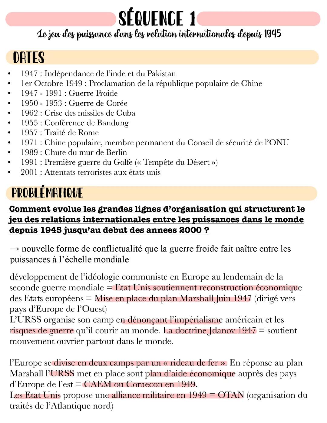 Le jeu des puissances dans les relations internationales depuis 1945