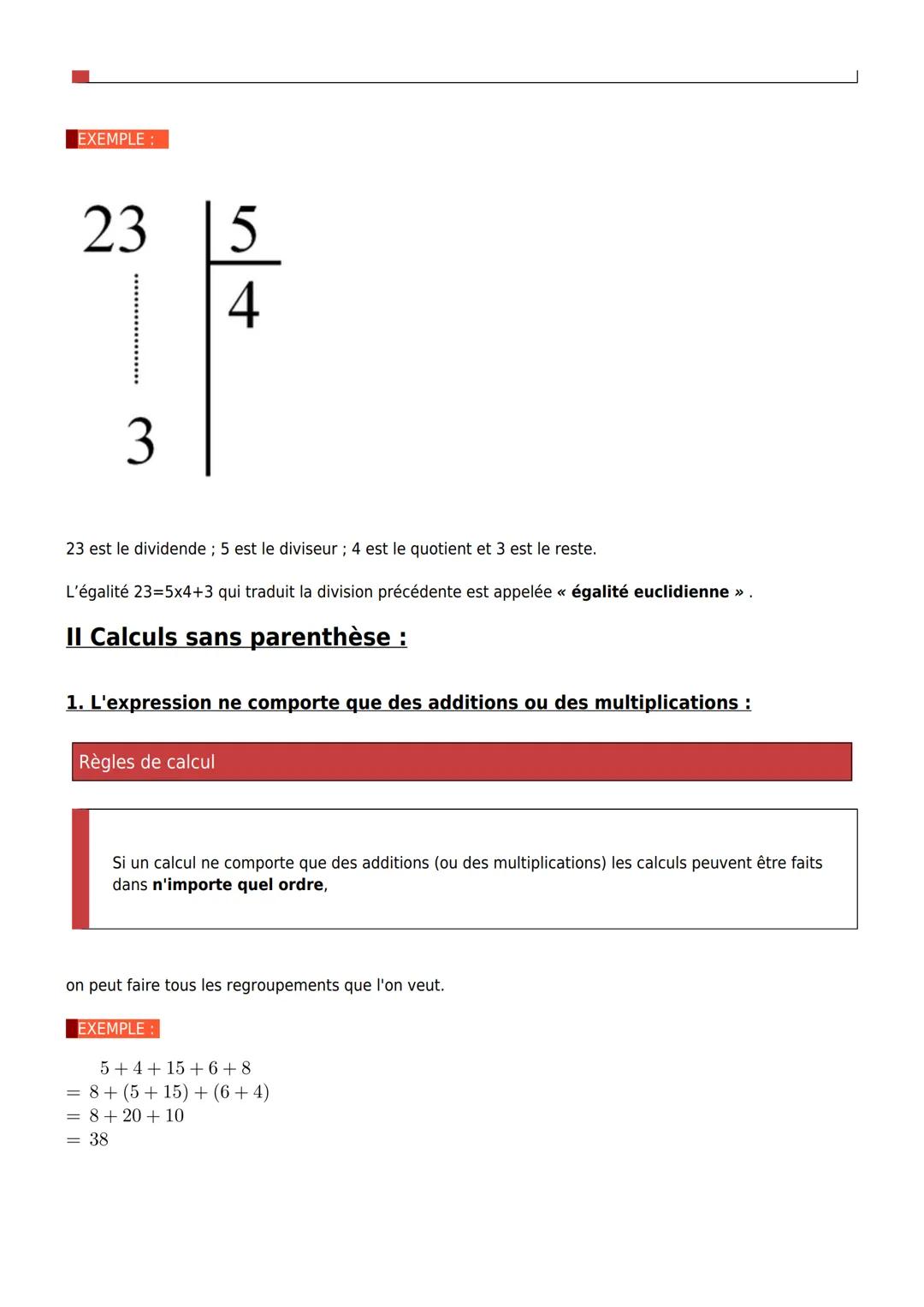 Cours de maths en 5ème
Mathovore
Priorités opératoires
I. Vocabulaire :
Définition :
Les 4 opérations mathématiques sont :
⚫ L'addition (not