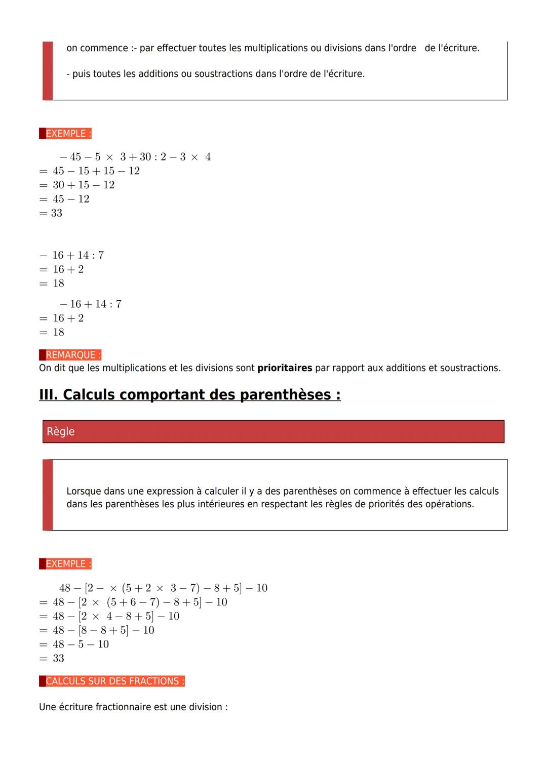 Cours de maths en 5ème
Mathovore
Priorités opératoires
I. Vocabulaire :
Définition :
Les 4 opérations mathématiques sont :
⚫ L'addition (not