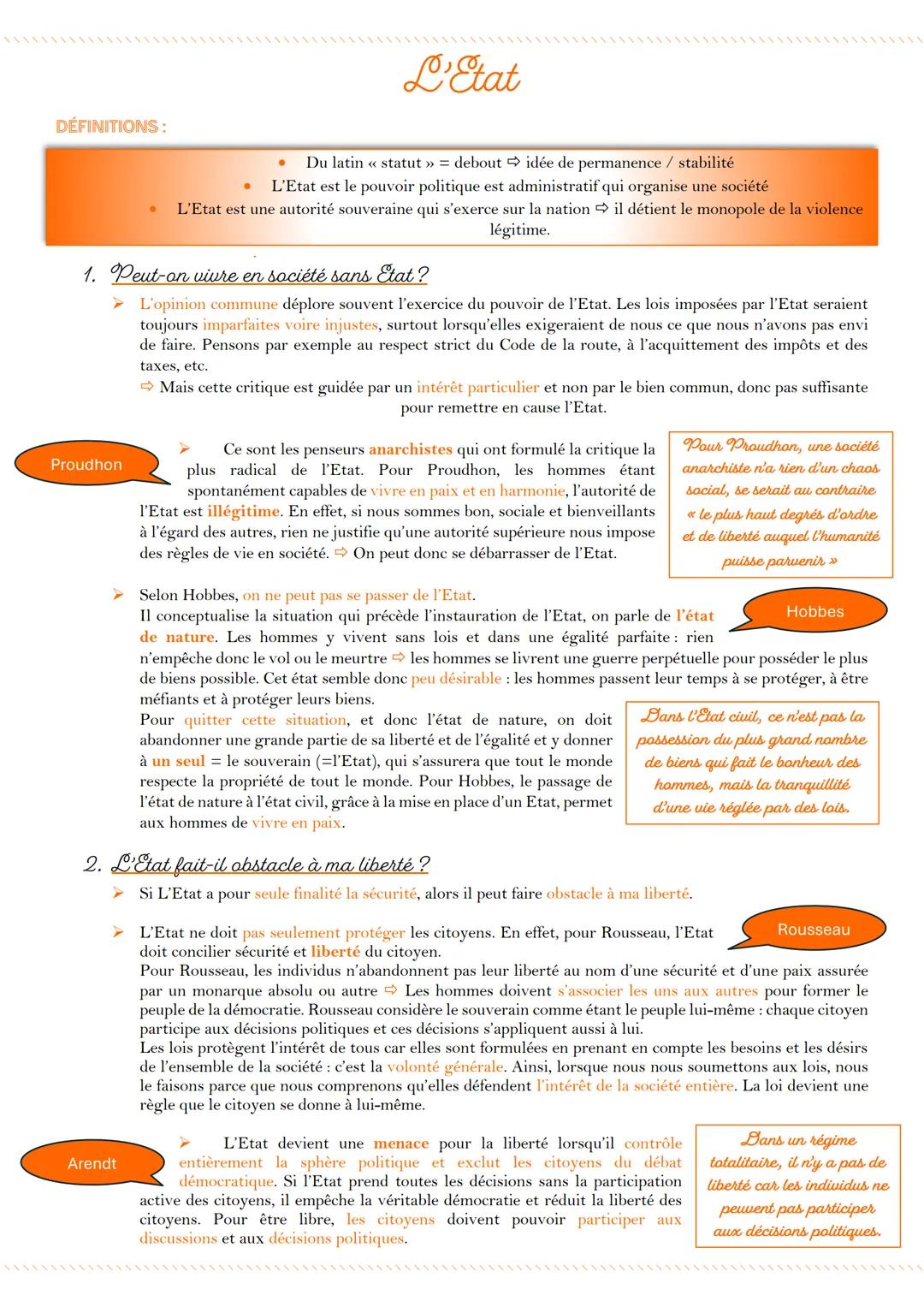 DÉFINITIONS:
•
L'Etat
Du latin << statut » debout idée de permanence / stabilité
L'Etat est le pouvoir politique est administratif qui organ