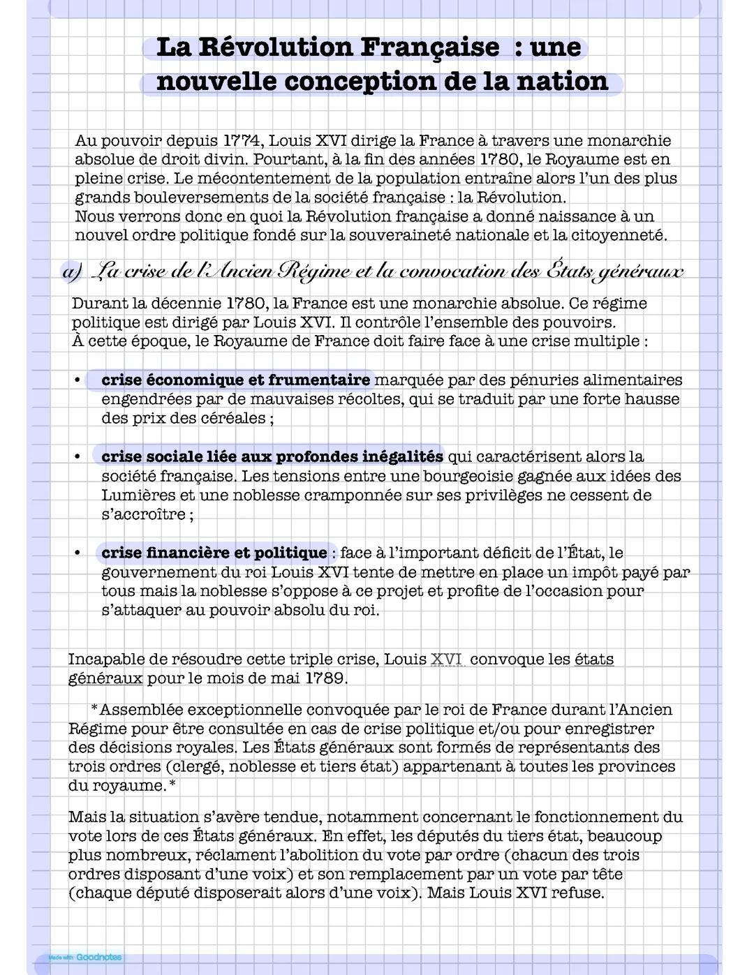 La Révolution Française : une nouvelle conception de la nation
