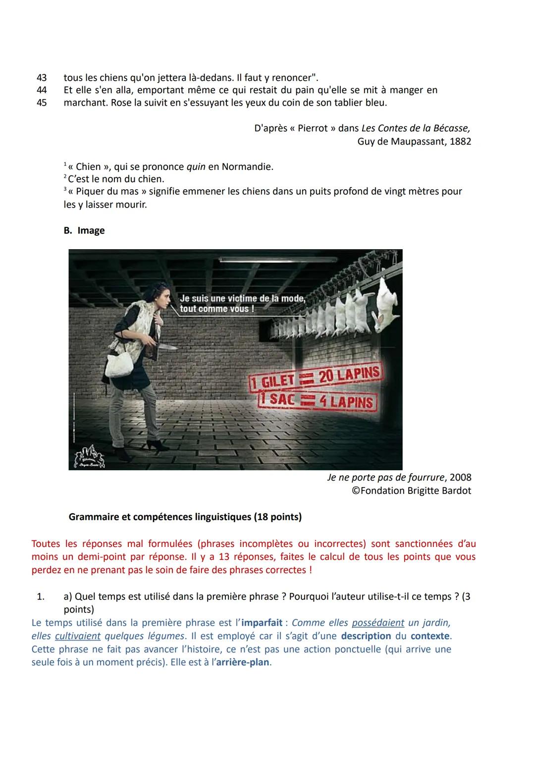 # Correction du devoir commun: Partie I - Questions
## A. Texte littéraire
Mme Lefèvre et sa servante Rose habitent une petite maison en N
