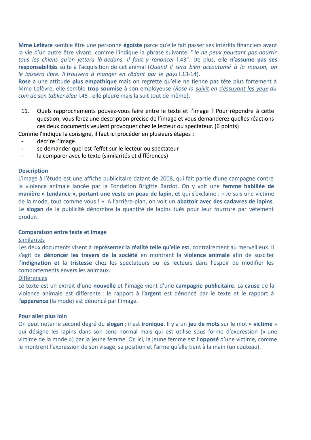 # Correction du devoir commun: Partie I - Questions
## A. Texte littéraire
Mme Lefèvre et sa servante Rose habitent une petite maison en N