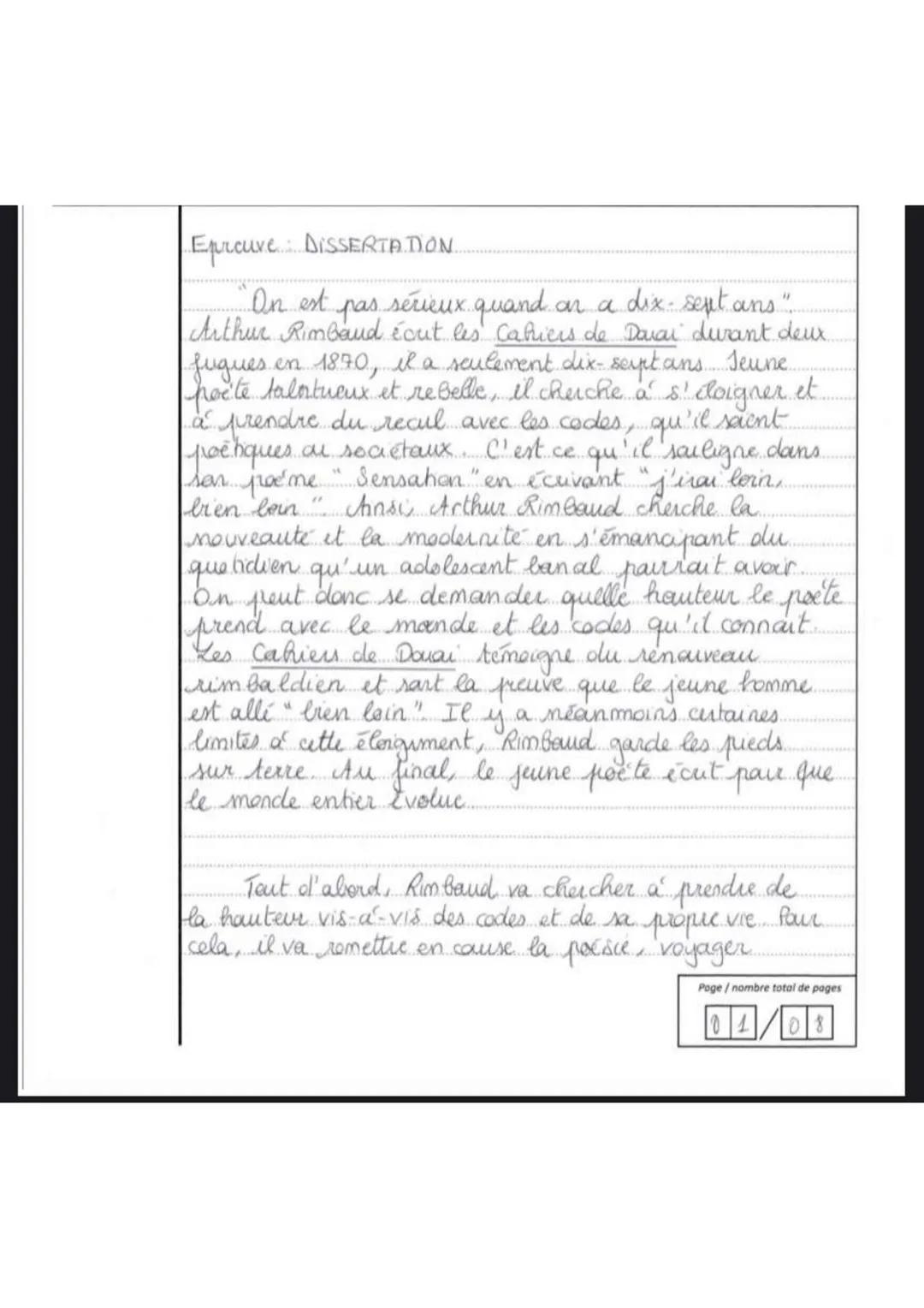 Français écrit -
Baccalauréat général
19/
A
20
Appréciation : Réflexion qui a le mérite de
s'appuyer précisément sur la citation au coeur
du