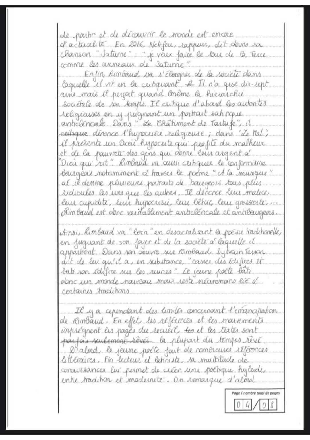 Français écrit -
Baccalauréat général
19/
A
20
Appréciation : Réflexion qui a le mérite de
s'appuyer précisément sur la citation au coeur
du