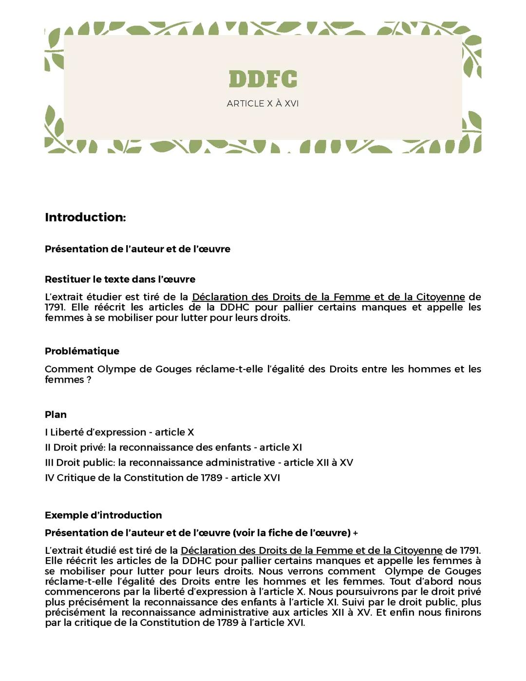 Analyse Linéaire: DDFC - Article X à XVI