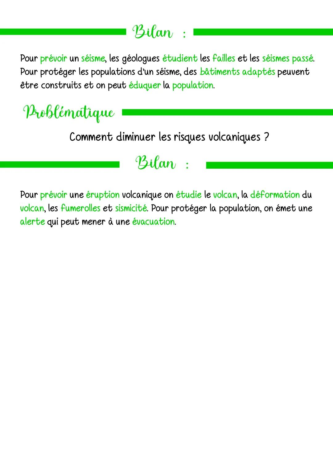 # Sciences
Les risques naturels sismiques
et volcaniques
Problématique
Comment protéger les populations des séismes et des
éruptions volc