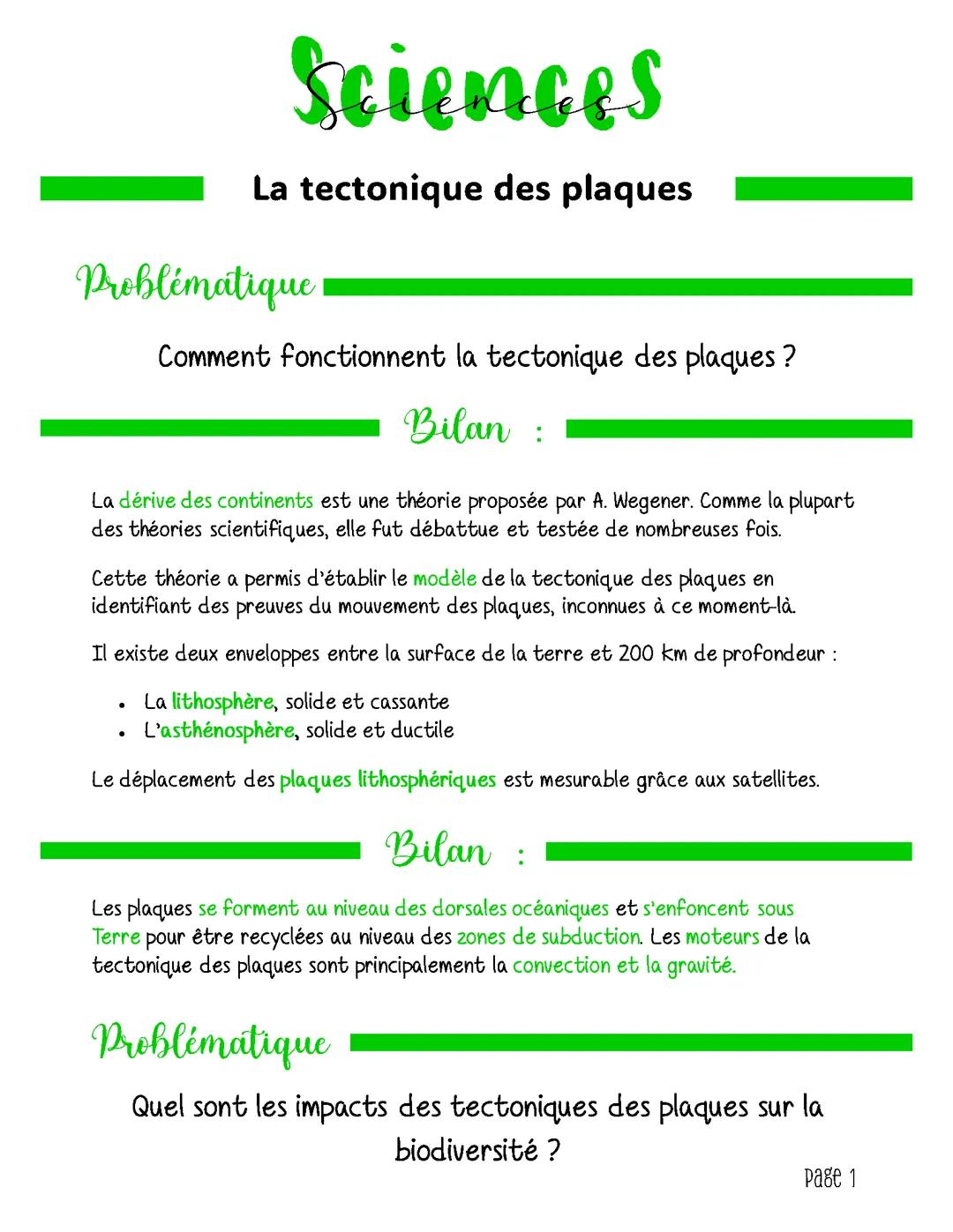 La tectonique des plaques.