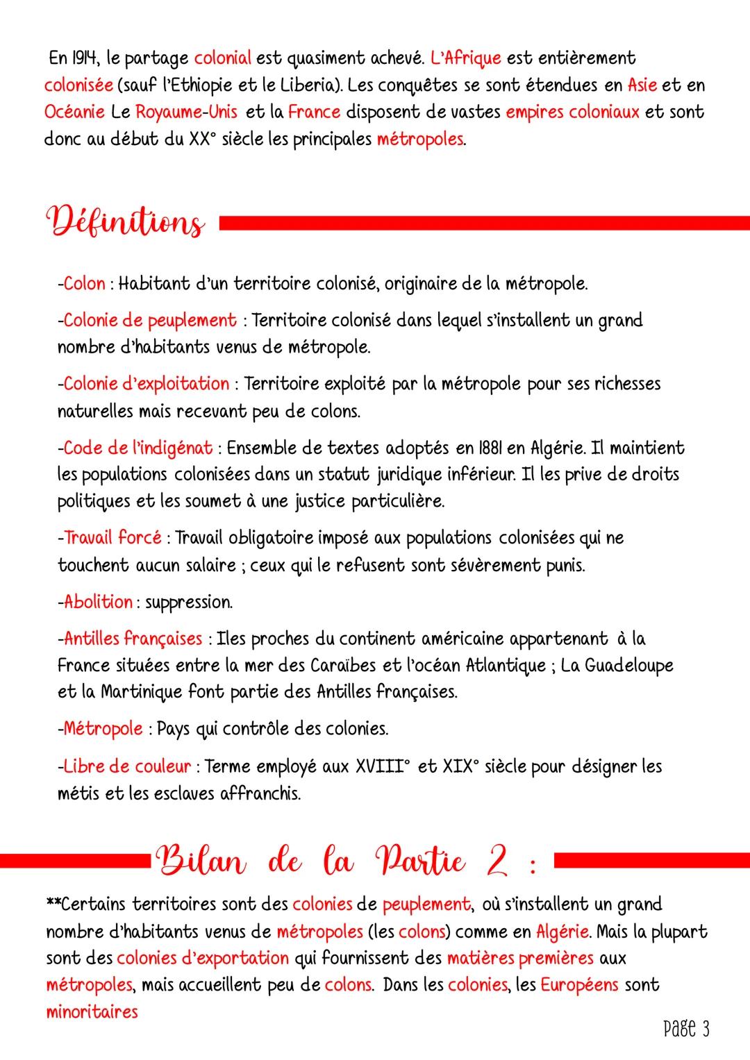 Introduction
Histoire
Conquêtes et sociétés
coloniales au XIX° siècle.
-Colonie: Territoire conquis, dominé et exploité par un Etat étranger