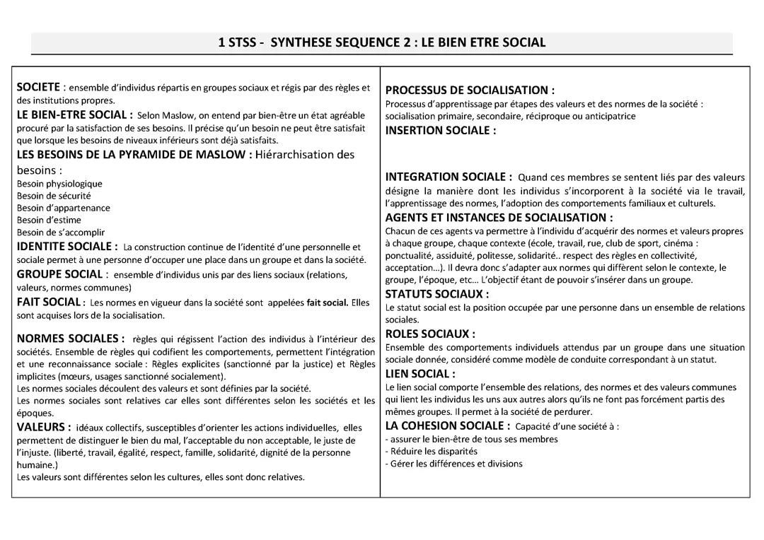 Synthèse sur le bien être social