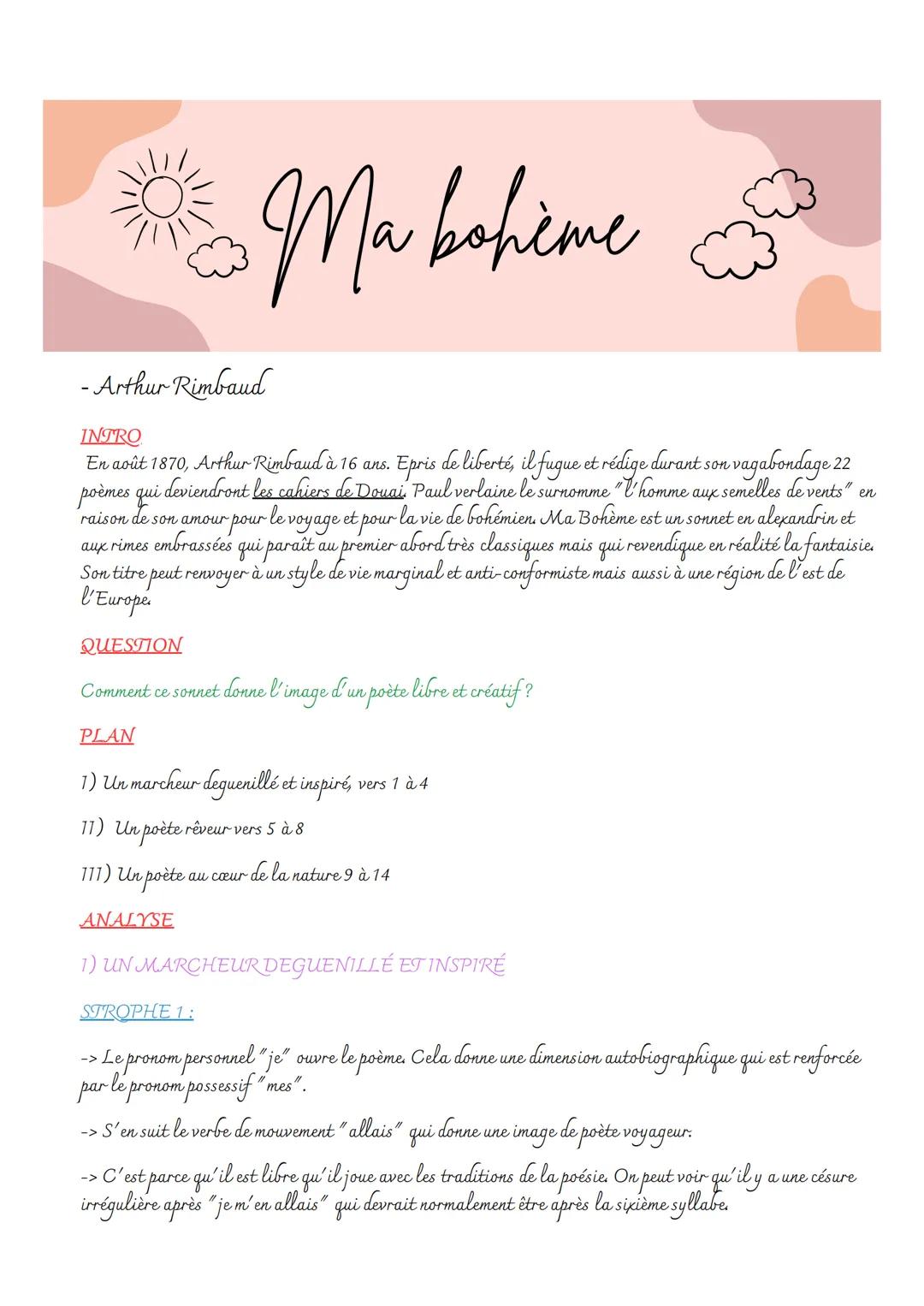 -Arthur Rimbaud
INTRO
раворете
22
En août 1870, Arthur Rimbaud à 16 ans. Epris de liberté, il fugue et rédige durant son vagabondage:
poèmes