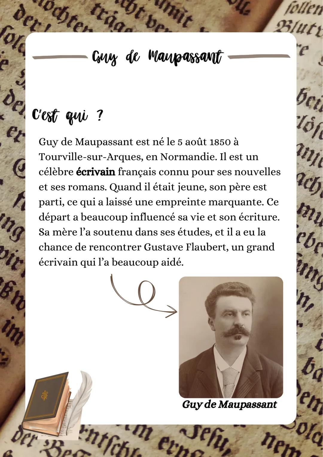 follen
Blut
e
mit
t ve
trág
chter
der
Sole
Guy de Maupassant
Des c'est qui ?
er
Guy de Maupassant est né le 5 août 1850 à
bei
inj
ach
mu
ebe