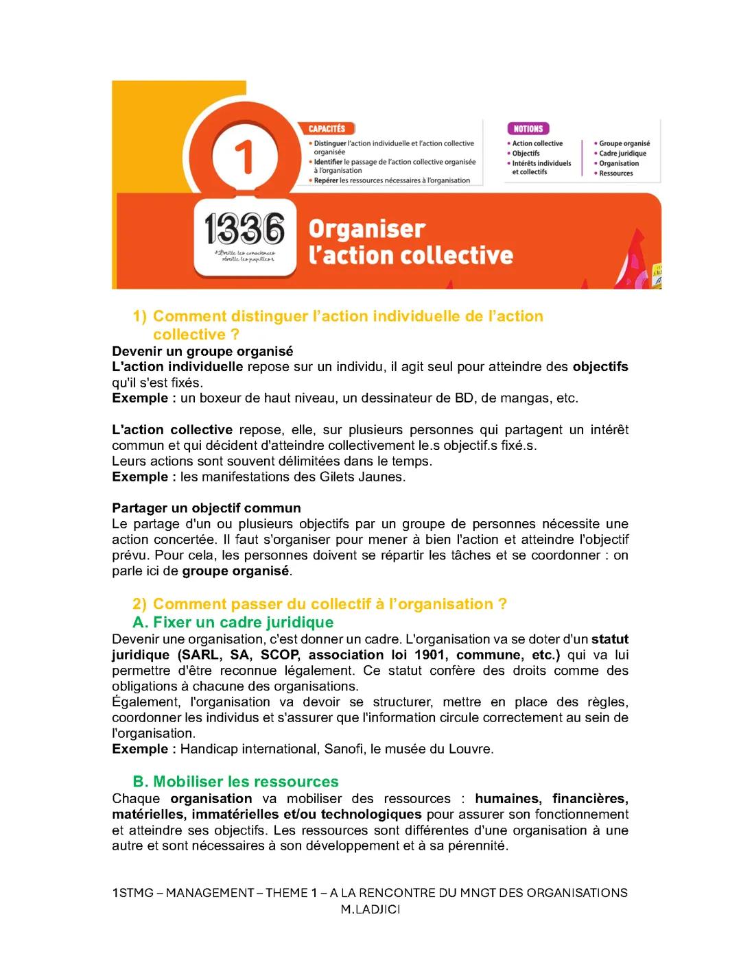 Chapitre 1 - Organiser l’action collective