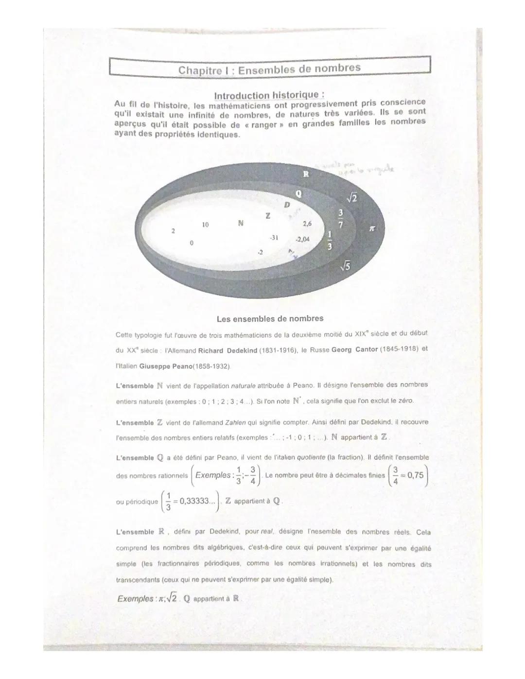 Chapitre 1: Ensemble de nombre