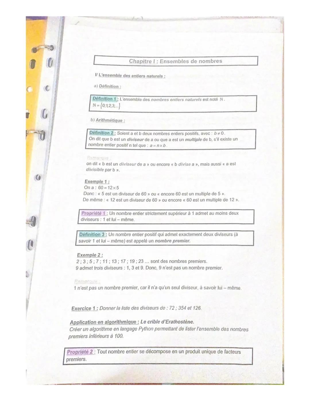 Chapitre I: Ensembles de nombres
Introduction historique :
Au fil de l'histoire, les mathématiciens ont progressivement pris conscience
qu'i