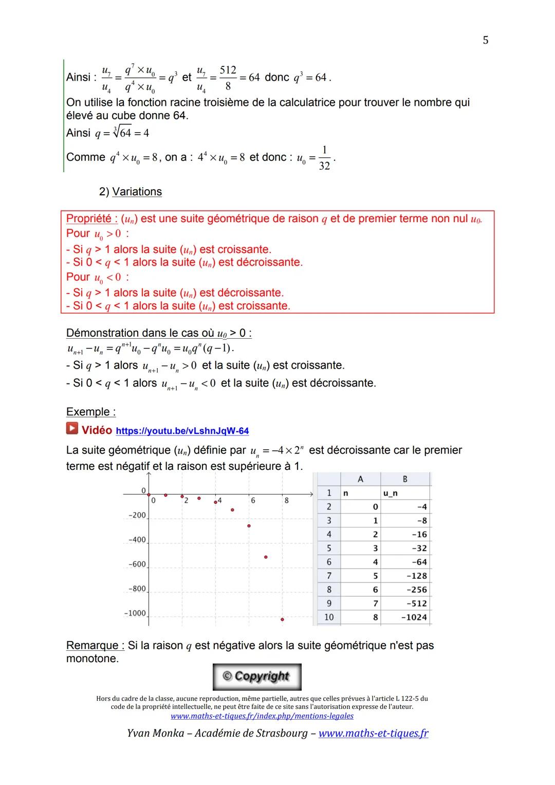 SUITES ARITHMETIQUES
ET SUITES GEOMETRIQUES
▸ Vidéo https://youtu.be/pHq60CIOYIU
I. Suites arithmétiques
1) Définition
Exemple :
Considérons