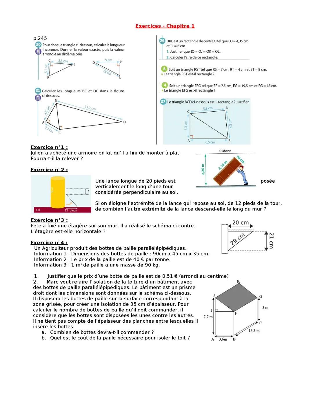 Exercice sur Pythagore