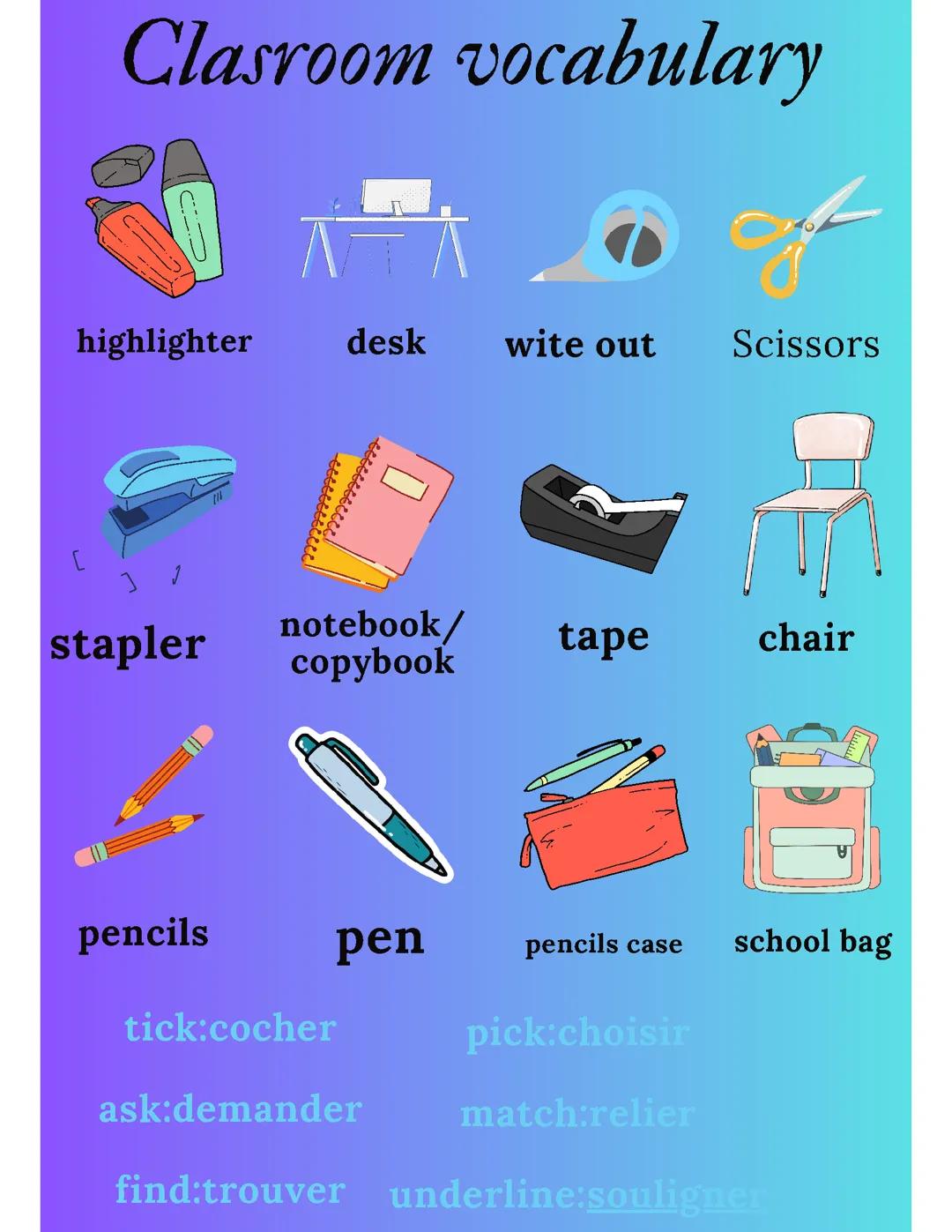 Clasroom vocabulary