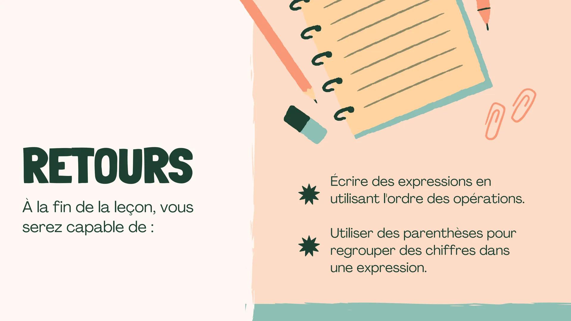+
EXPRESSIONS
NUMÉRIQUES
Expressions d'écriture en utilisant l'ordre des opérations
INSPIRÉ PAR
mathspace PLAN DE
LEÇON
Expressions d'écritu