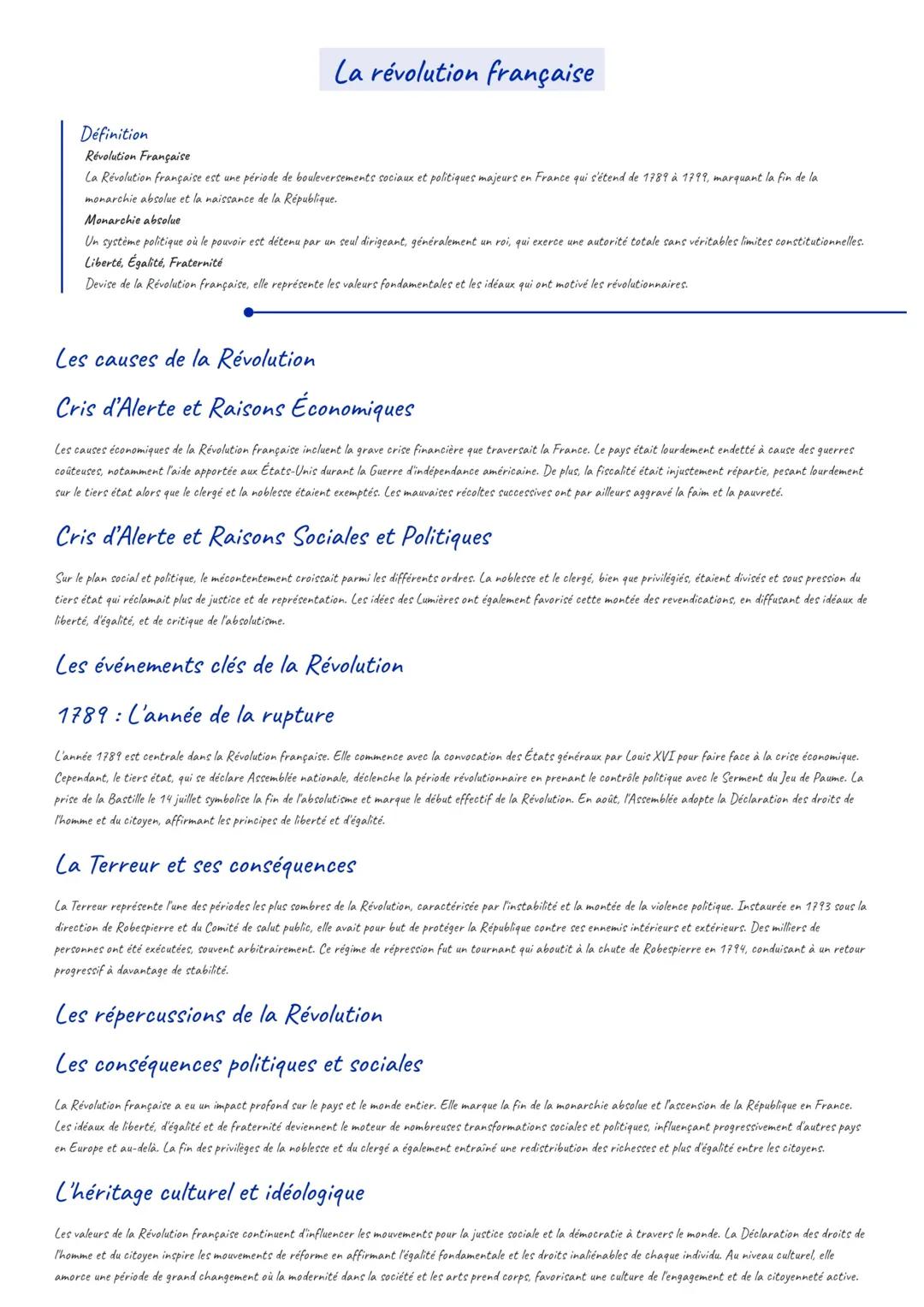 La révolution française
Définition
Révolution Française
La Révolution française est une période de bouleversements sociaux et politiques maj