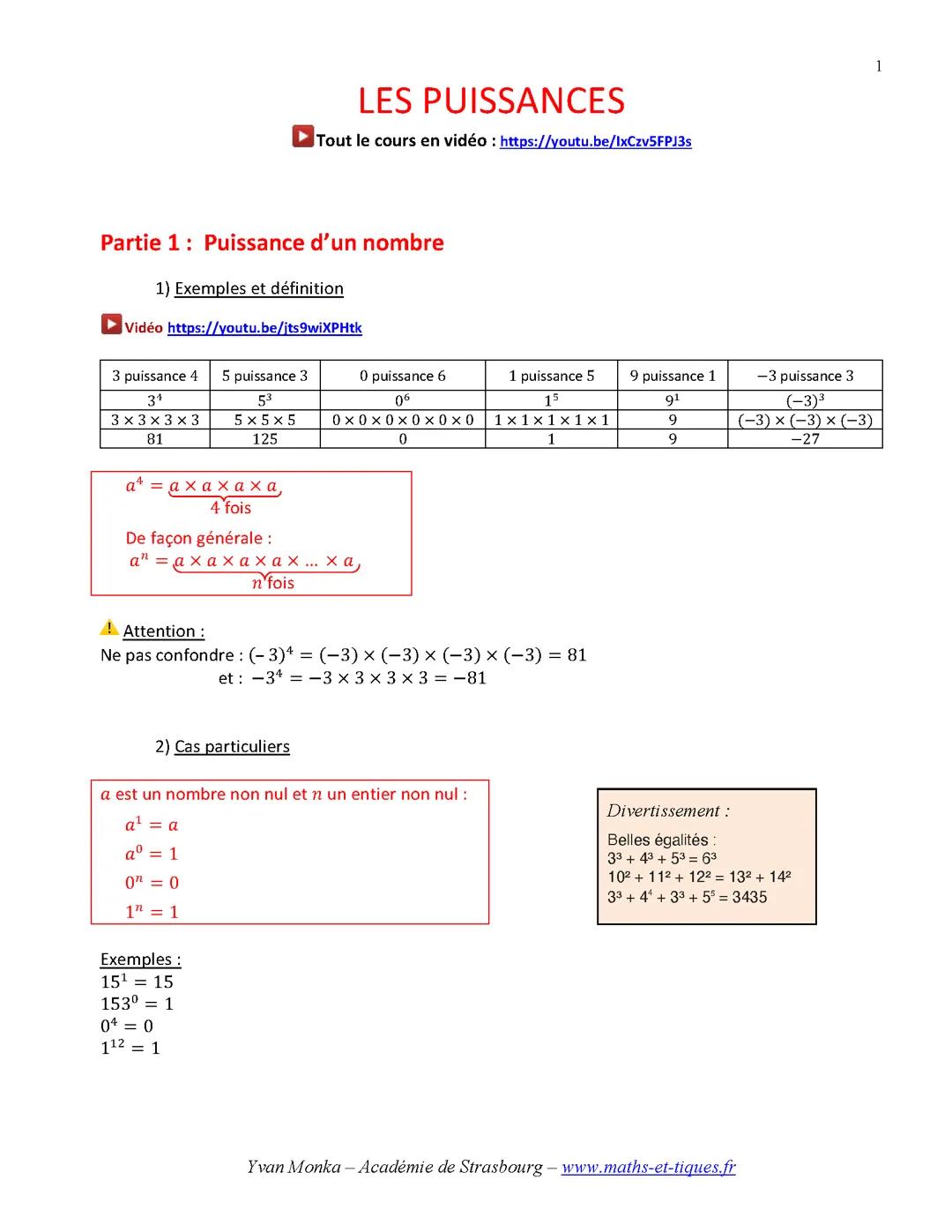 Calculer avec des puissances