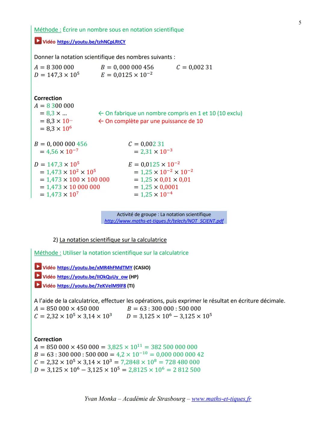 LES PUISSANCES
Tout le cours en vidéo : https://youtu.be/lxCzv5FPJ3s
Partie 1 Puissance d'un nombre
1) Exemples et définition
► Vidéo https: