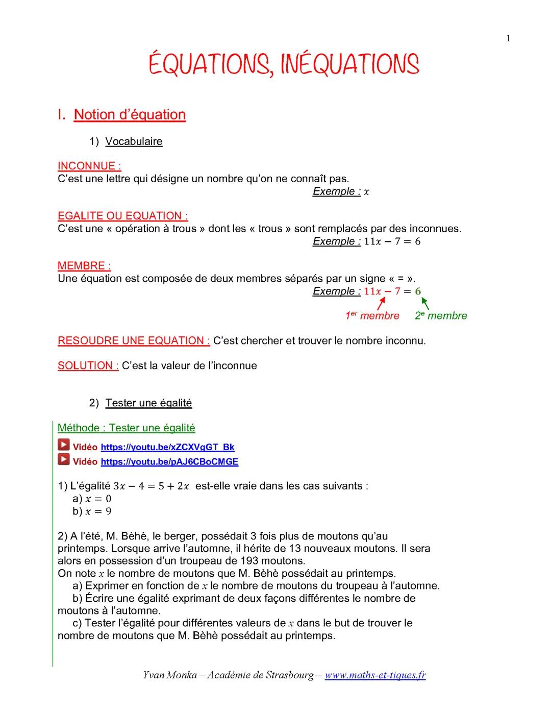 Bilan sur les équations et les inéquations