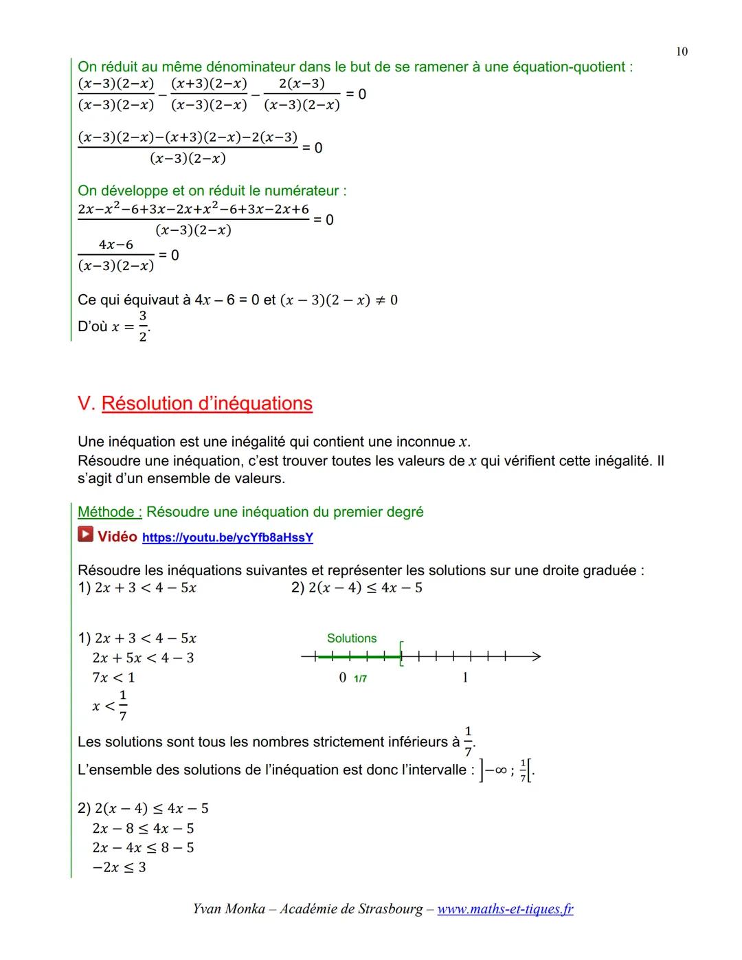 ÉQUATIONS, INÉQUATIONS
I. Notion d'équation
1) Vocabulaire
INCONNUE :
C'est une lettre qui désigne un nombre qu'on ne connaît pas.
EGALITE O