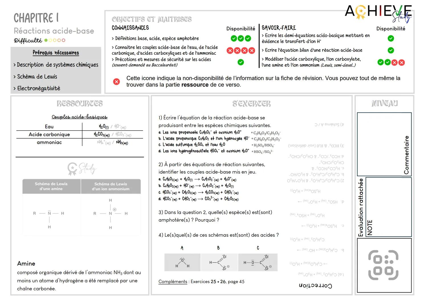 ACHIEVE
Neutre
Espèce chimique susceptible acide 0 1 2 3 4 5 6 7 8 9 10 11 12 13 14 base Espèce chimique susceptible
de CEDER un ion H+
DEMI