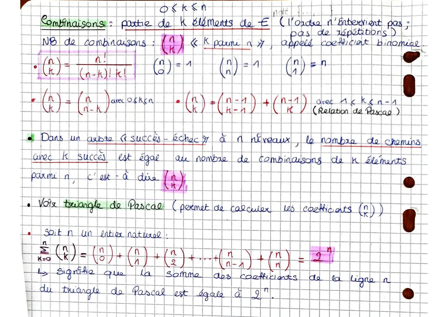 C. 8: Combinatoire et dénombrement
Principe additif: Card (AUB) = m + n (A et B 2 ensembles disjoints arec
met n elements)
de
2 ensembles
Pr