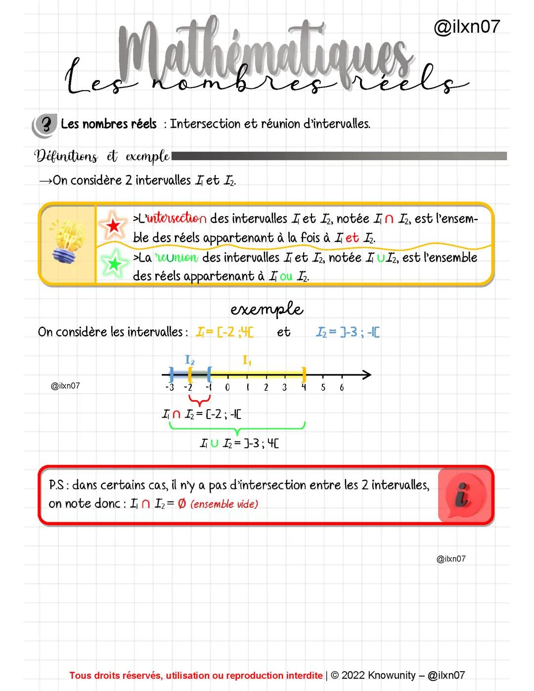 intersections et réunion dinvertvalle