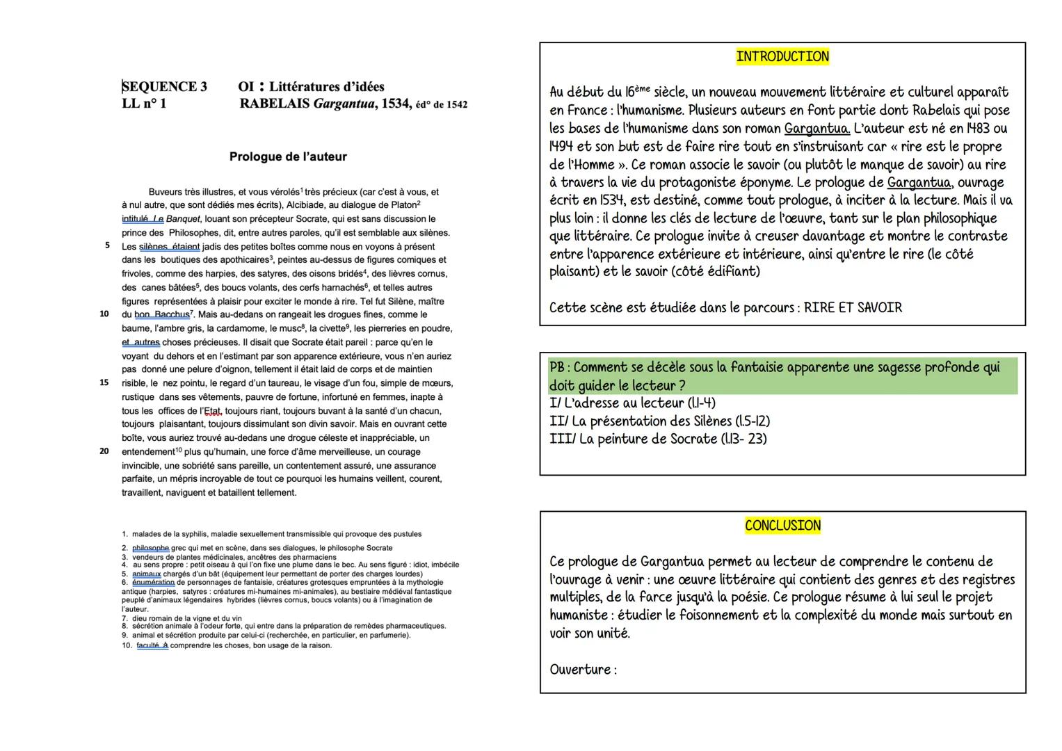 10
5
15
20
SEQUENCE 3
LL n° 1
OI: Littératures d'idées
RABELAIS Gargantua, 1534, éd° de 1542
Prologue de l'auteur
Buveurs très illustres, et