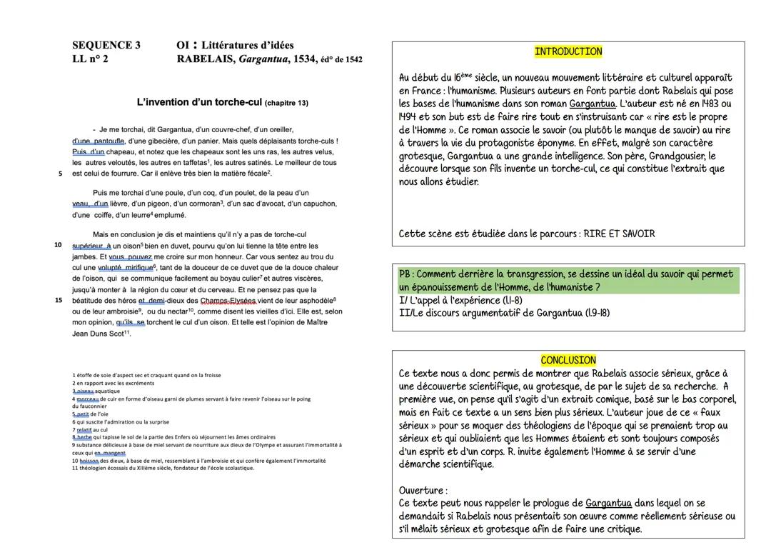 Torche-cul, Gargantua, Rabelais